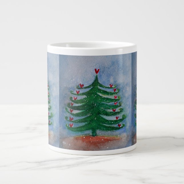 Holiday Tree Ornament Giant Coffee Mug (Front)