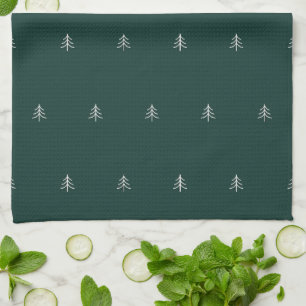 Holiday Tree Pattern on Evergreen Kitchen Towel
