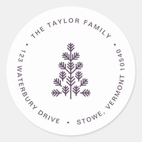 Holiday Tree Plum Purple Return Address Label