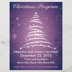 Holiday Tree Purple Christmas Program Flyer