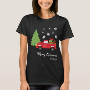 Holiday Tree Vintage Truck Merry Christmas Family T-Shirt