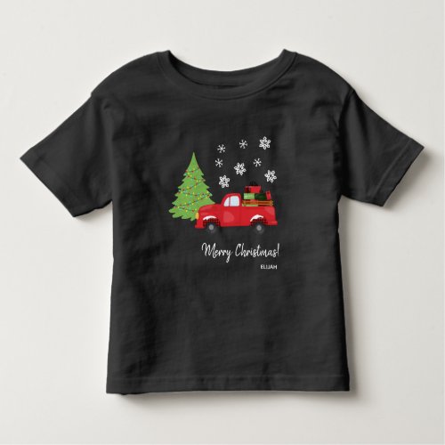 Holiday Tree Vintage Truck Merry Christmas Family  Toddler T_shirt