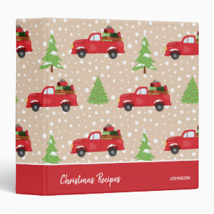 Holiday Tree Vintage Truck Merry Christmas Recipe 3 Ring Binder