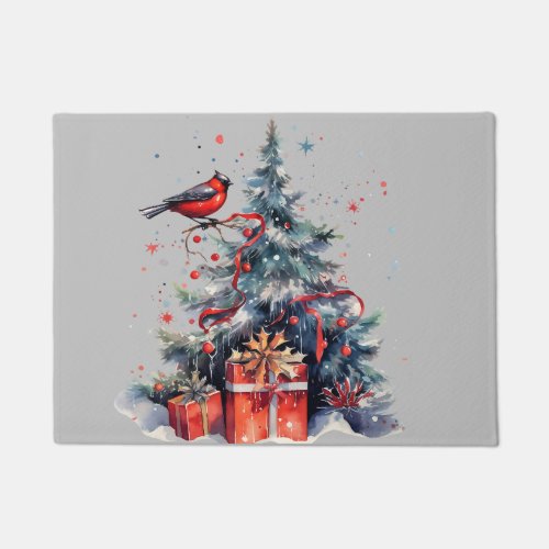 Holiday Tree with Bird All_Over Print Gift Doormat