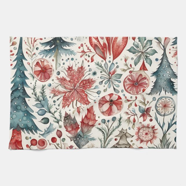 Holiday Trees Winter holiday  Kitchen Towel (Horizontal)