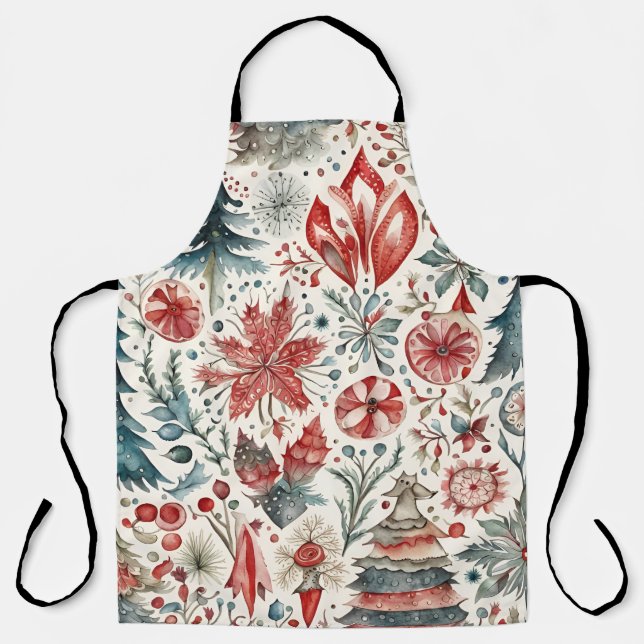 Holiday Trees Winter holiday whimsical design Apron (Front)