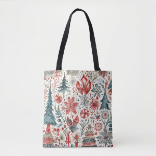 Holiday Trees ,Winter holiday whimsical design. Tote Bag