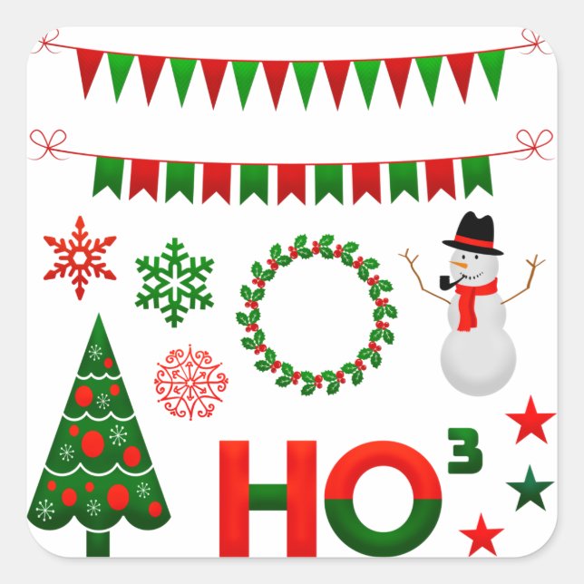 Holiday trendy Merry Christmas Square Sticker (Front)
