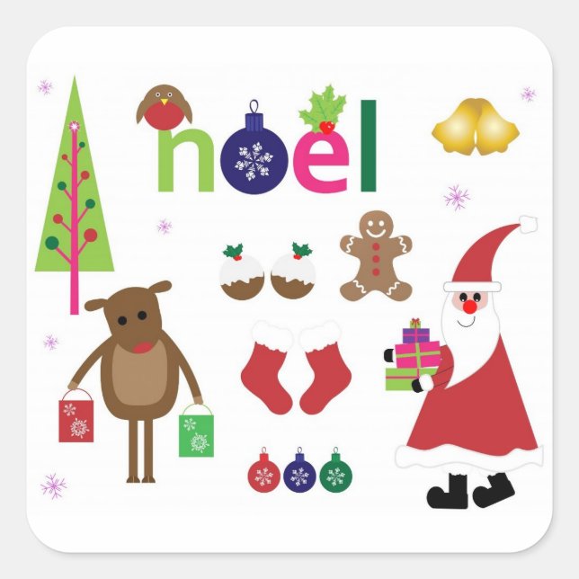 Holiday trendy Merry Christmas Square Sticker (Front)