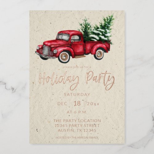 Holiday Truck Holiday Party  Foil Invitation