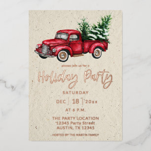 Holiday Truck Holiday Party Foil Invitation