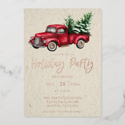 Holiday Truck Holiday Party Foil Invitation