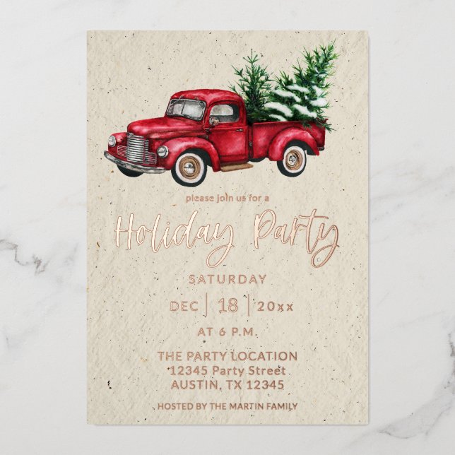 Holiday Truck Holiday Party Foil Invitation (Front)