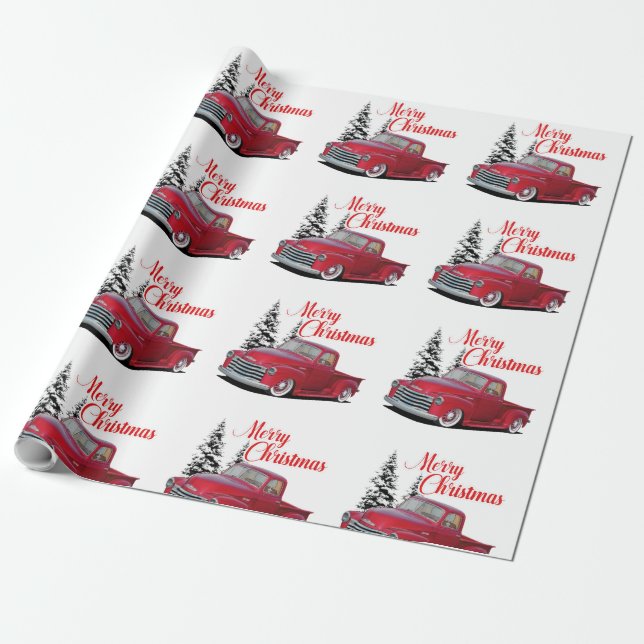Holiday Truck Wrapping Paper (Unrolled)