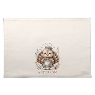 Holiday Turkey Add Custom Text Cloth Placemat