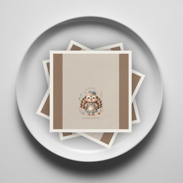 Holiday Turkey Add Custom Text Napkins (Creator Uploaded)