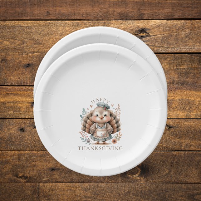 Holiday Turkey Add Custom Text Paper Plates (Turkey Holiday paper plates (multiple shown))