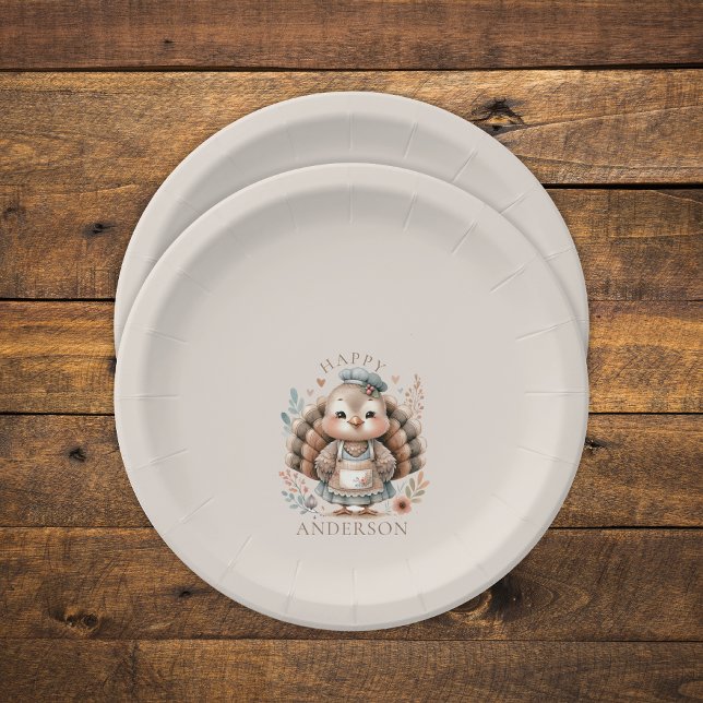 Holiday Turkey Add Custom Text Paper Plates (Turkey Holiday custom paper plates (multiple shown))
