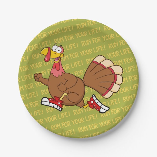 Holiday Turkey Cartoon Paper Plates (Front)