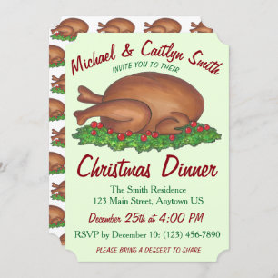 Holiday Turkey Christmas Thanksgiving Dinner Party Invitation