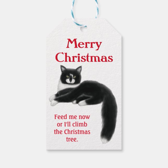 Holiday Tuxedo Cats Christmas Gift Tags (Back)
