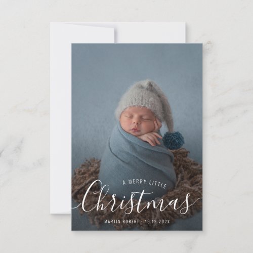 Holiday typography birth announcement card