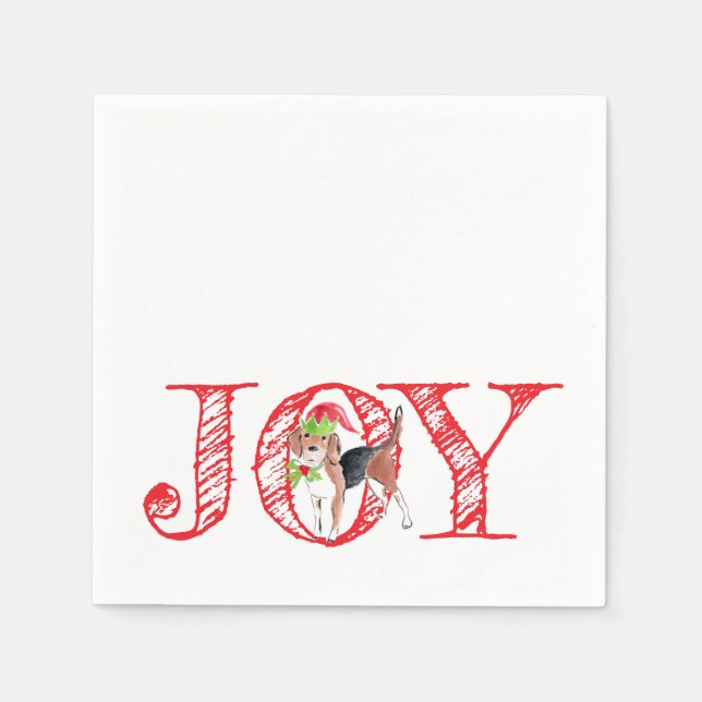 holiday typography JOY christmas dog festive Napkins (Front)