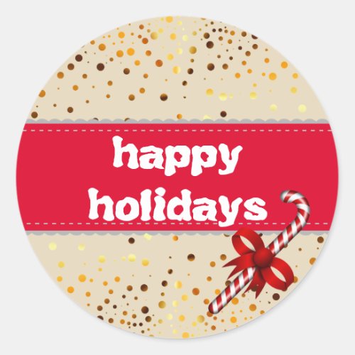 Holiday Typography trendy gold confetti christmas Classic Round Sticker