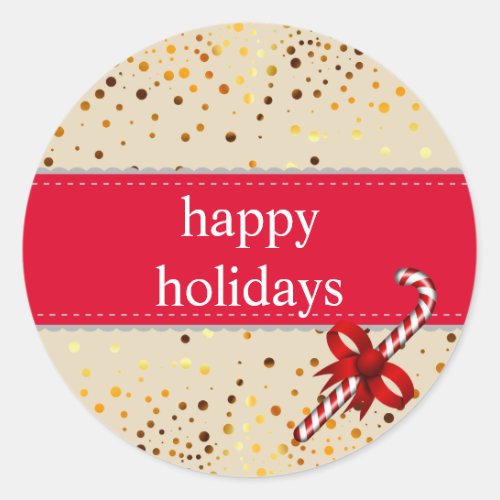 Holiday Typography trendy gold confetti christmas  Classic Round Sticker
