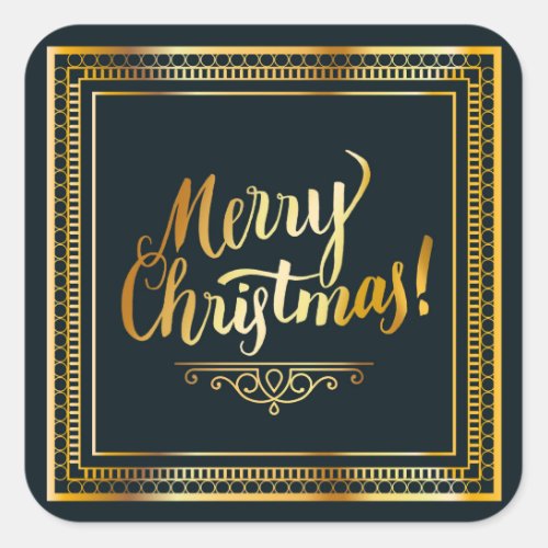 Holiday Typography trendy gold confetti christmas Square Sticker