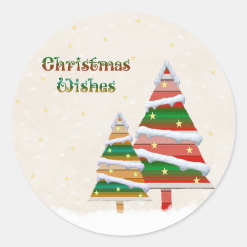 Holiday Typography trendy Merry Christmas Classic Round Sticker