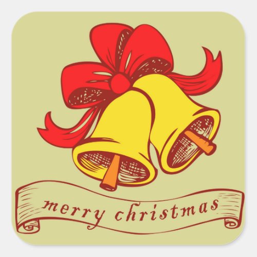 Holiday Typography trendy Merry Christmas Square Sticker