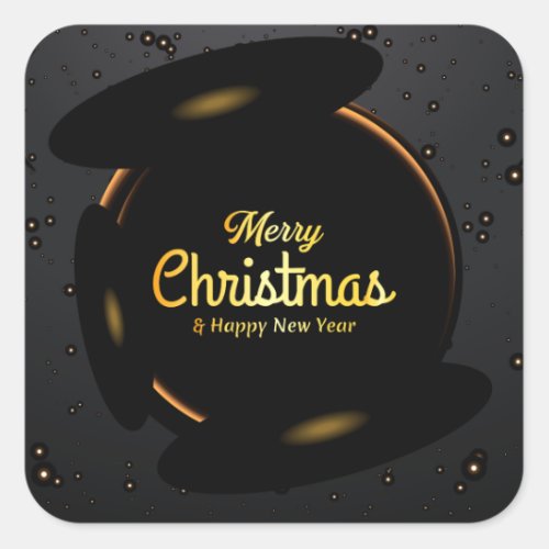 Holiday Typography trendy red glitter Christmas Sq Square Sticker