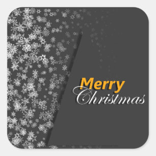 Holiday Typography trendy red glitter Christmas Square Sticker