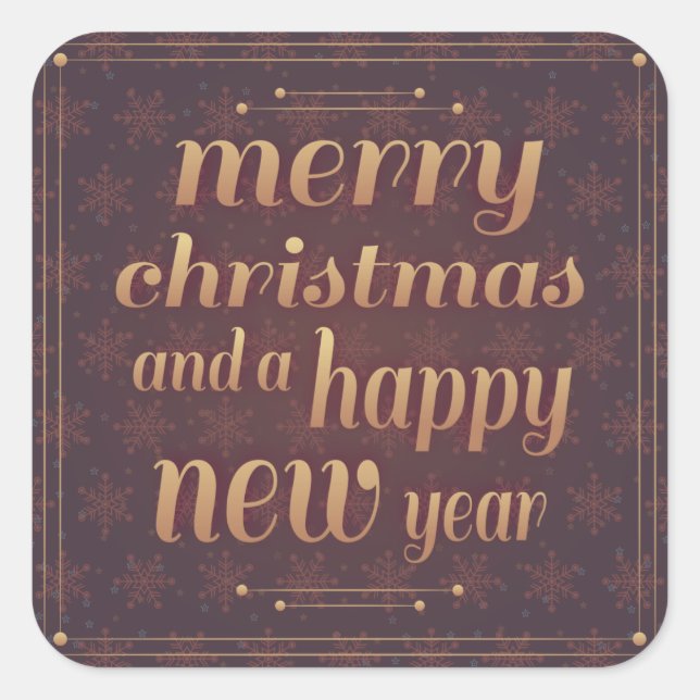 Holiday Typography trendy snowflake Christmas Square Sticker (Front)
