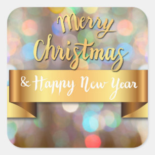 Holiday Typography trendy snowflake Christmas Square Sticker