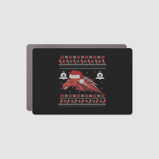 Holiday Ugly Christmas Sweater HORSE CHRISTMAS FUN Car Magnet (Front)