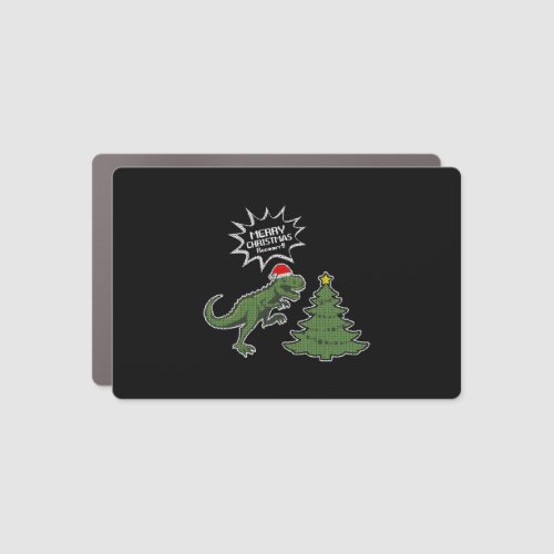 Holiday Ugly Christmas Sweater MERRY XMAS DINO FUN Car Magnet