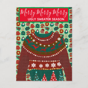 Holiday Ugly Sweater customized theme invitation  Postcard