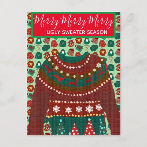 Holiday Ugly Sweater customized theme invitation  Postcard