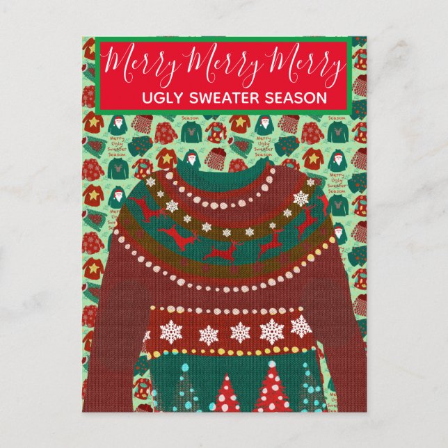 Holiday Ugly Sweater customized theme invitation  Postcard (Front)