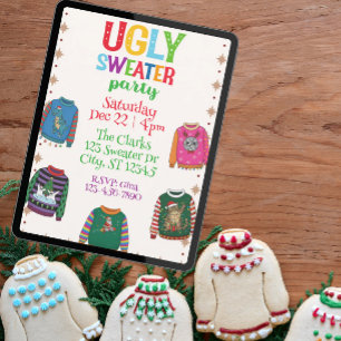 Holiday Ugly Sweater Party, colorful Invitation