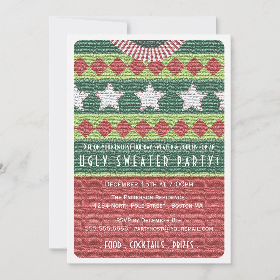 Holiday Ugly Sweater Party Invitation | Zazzle