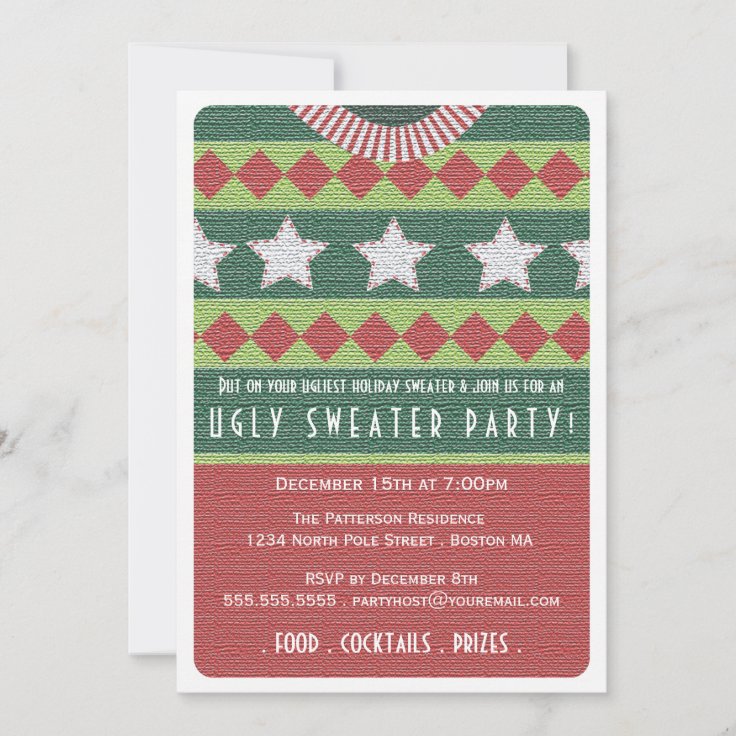 Holiday Ugly Sweater Party Invitation | Zazzle