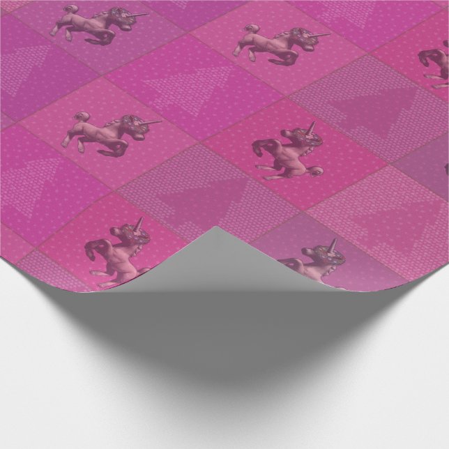 Holiday Unicorn Christmas Wrapping Paper (Pink) (Corner)
