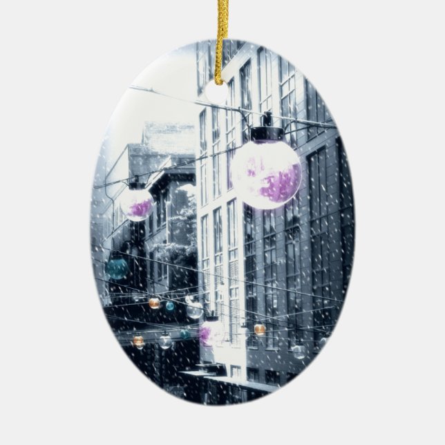 Holiday Urban Lights Ceramic Ornament (Front)