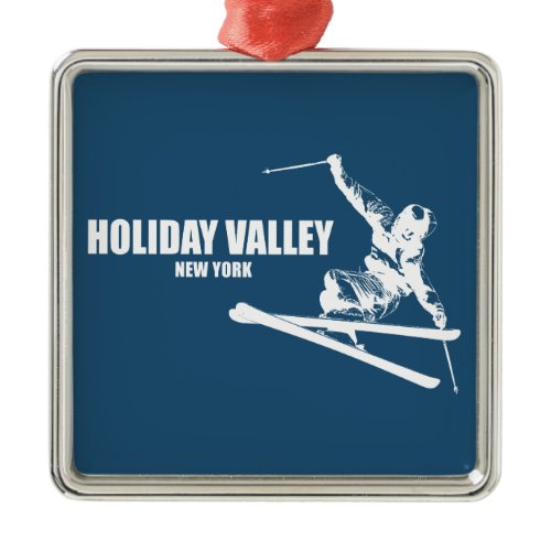 Holiday Valley Resort Skier Metal Ornament