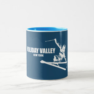 Holiday Valley Resort Skier Two-Tone Coffee Mug