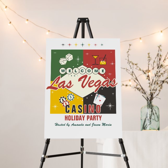 Holiday Vegas Casino Poker Night Party Welcome Foam Board (In Situ (Stand))