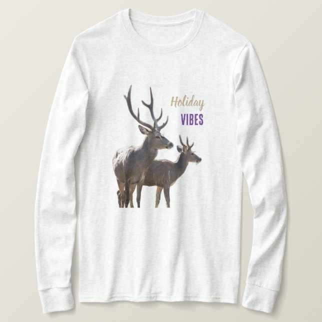 Holiday Vibes Deers Long Sleeves Top (Design Front)